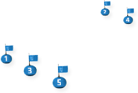 Buoys showing numbers 1 to 5